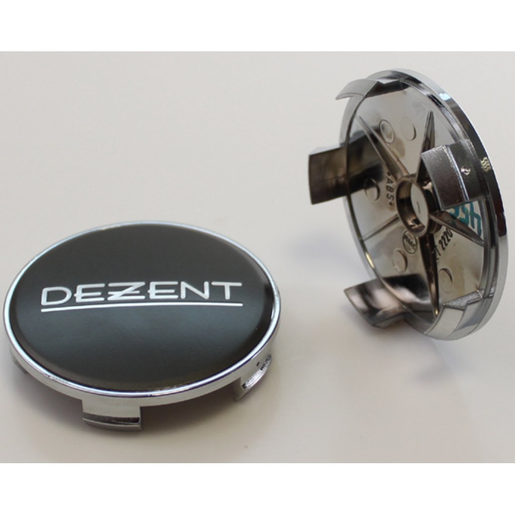 krytka průměr 65/68mm(vnitřní,vnější) plast chrom, kov logo Dezent (ZT2220G) úchyt 4mm