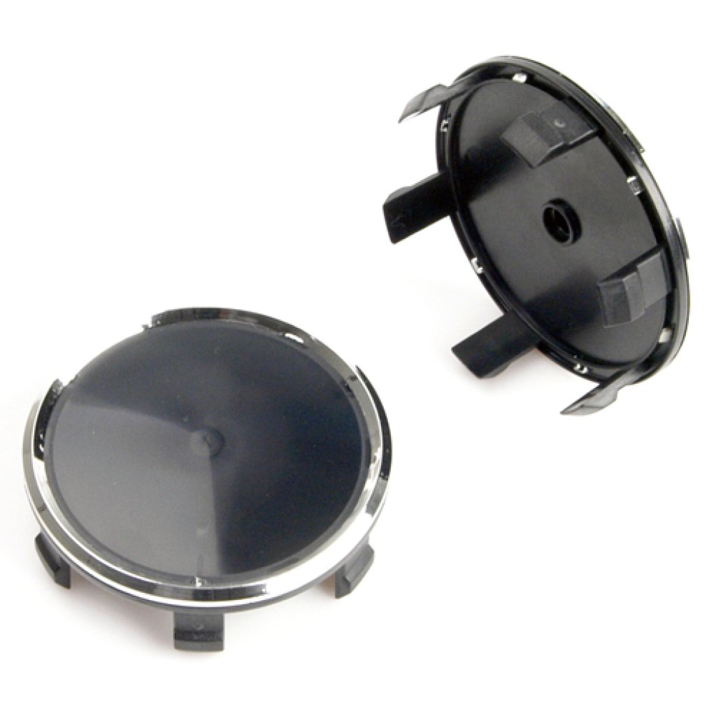 Krytka průměr 69/75mm(vnitřní,vnější)(CS74-MB) Mercedes, černá s chrom.krajem, úchyt 6mm