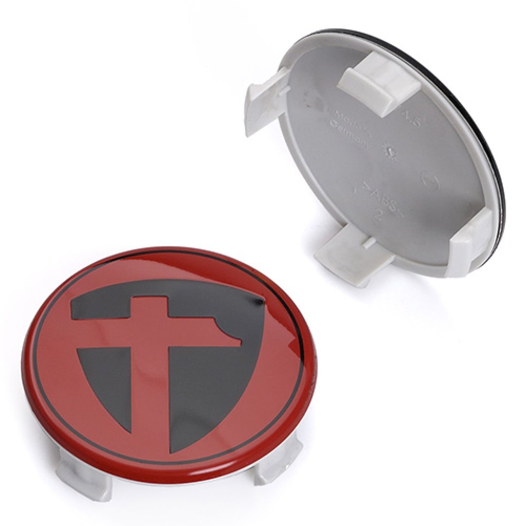 krytka průměr 69/75mm(vnitřní,vnější) Tomason (K-008,M74,5) červená,černé logo,úchyt 7,5mm