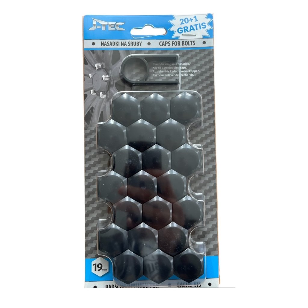 Krytky šroubů kol 19mm, černé 21305