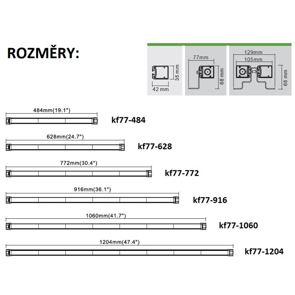 LED alej voděodolná (IP67) 12-24V, 54x LED 1W, oranžová 916mm, ECE R65