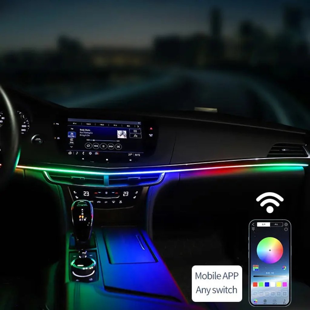 LED ambientní osvětlení RGB do USB, Bluetooth, 1,1+0,37m