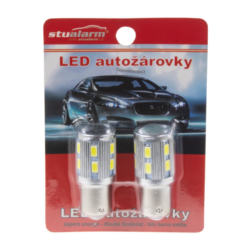 LED BA15s bílá, 12-24V, 12SMD + 3W LED