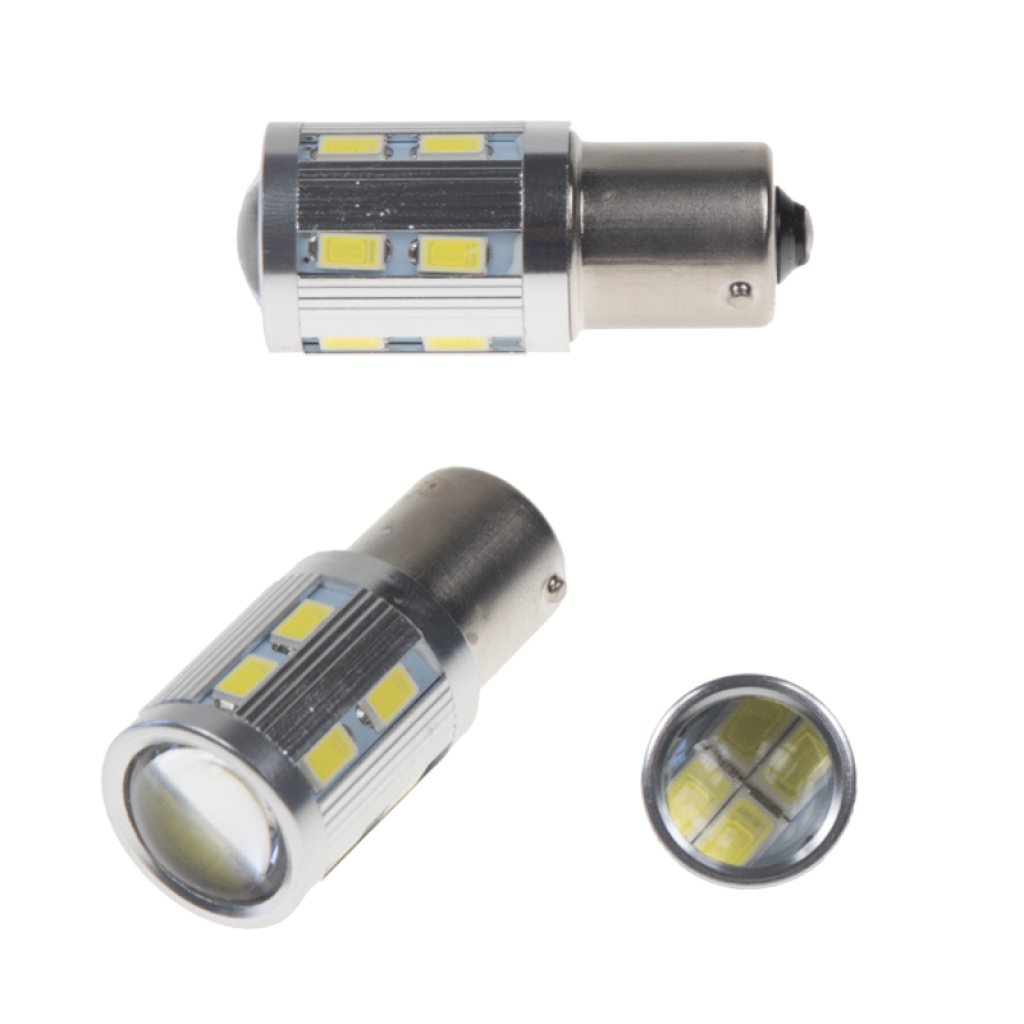 LED BA15s bílá, 12-24V, 16LED/5730SMD