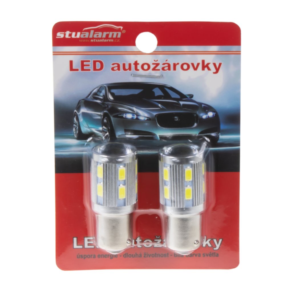 LED BA15s bílá, 12-24V, 16LED/5730SMD