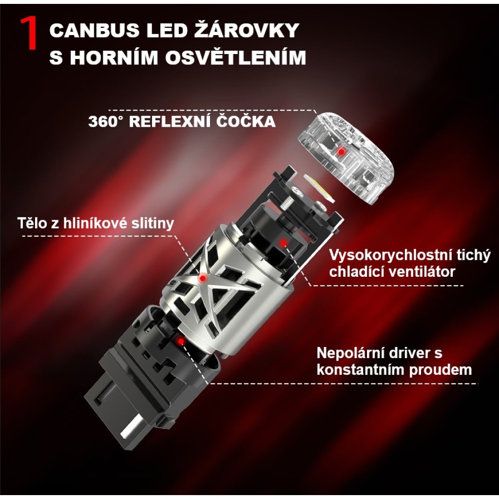 LED BA15S bílá, 12V, 23W CAN-BUS, 360°