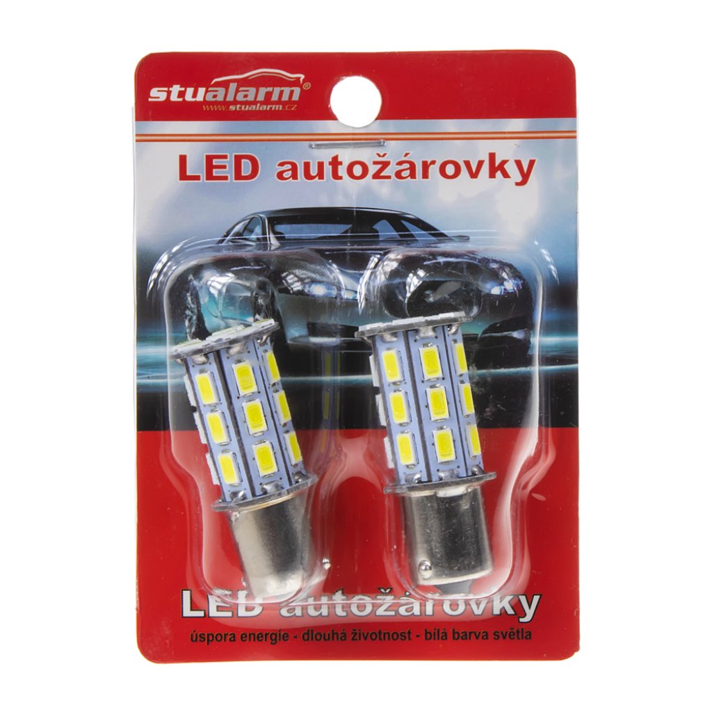 LED BA15s bílá, 12V, 27LED/3SMD