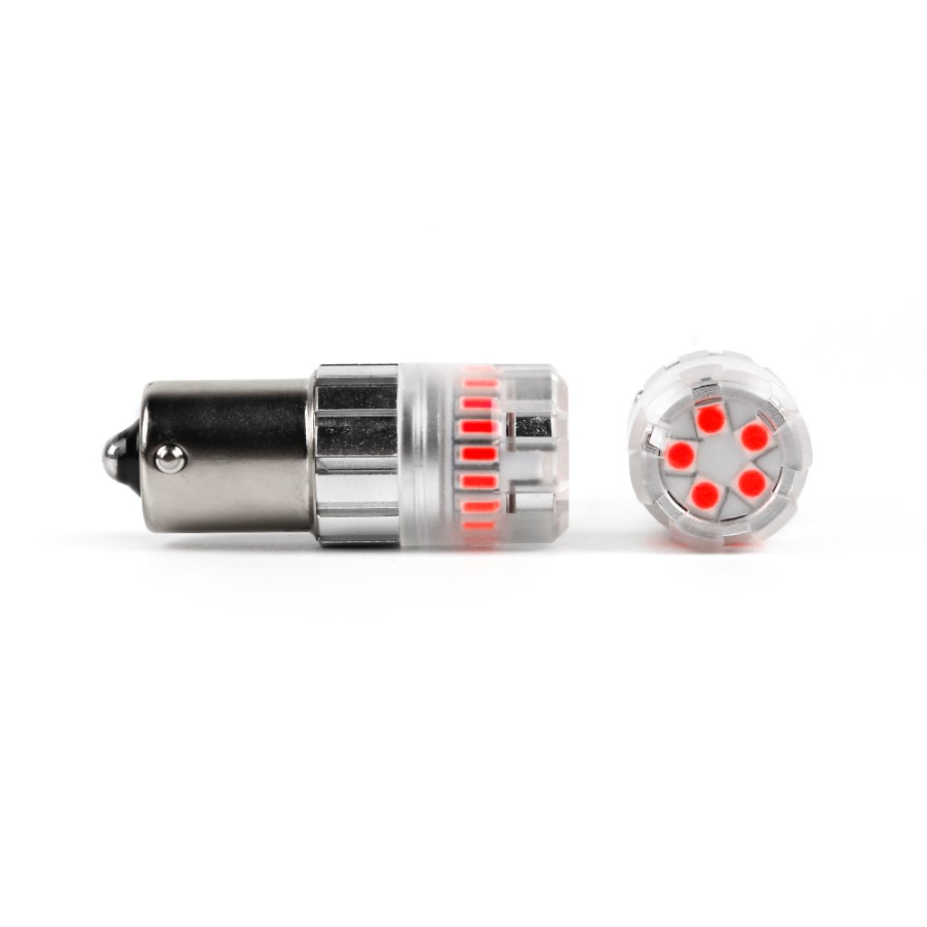 LED BA15S červená, 12V, 23LED SMD