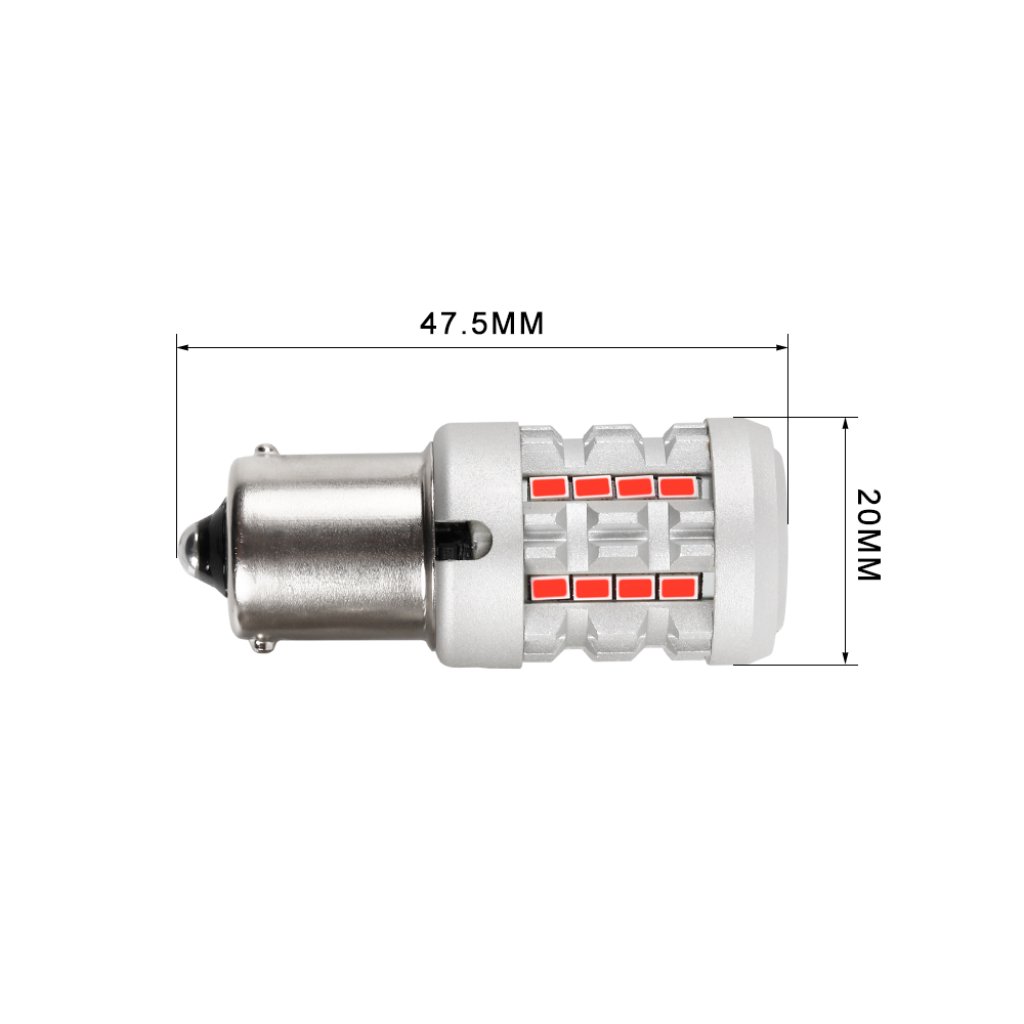 LED BA15S červená, 12V, CAN-Bus, 26LED SMD