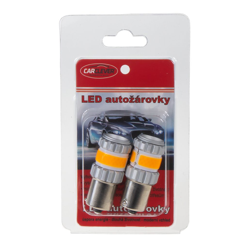 LED BA15s oranžová, COB 360⁰, 9-60V, 12W