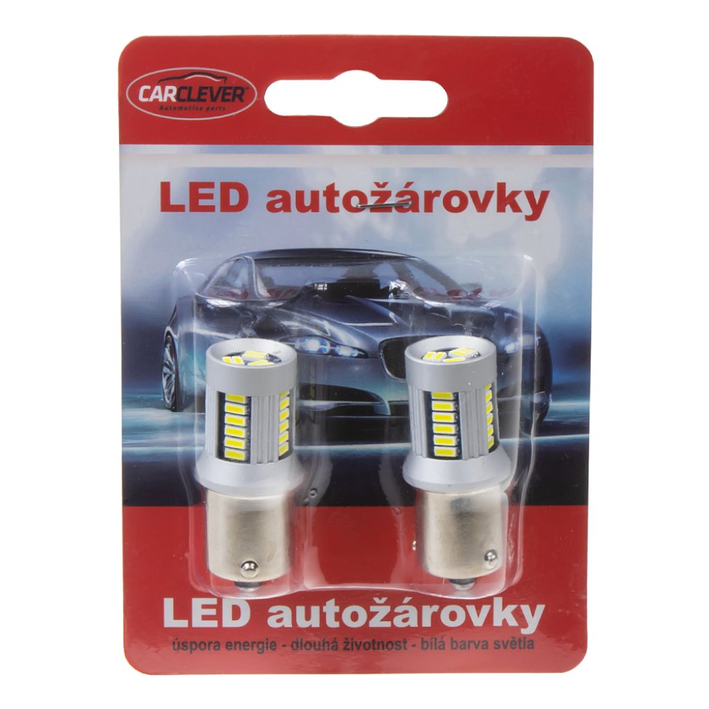 LED BAU15s bílá, 12-24V, 30LED/4014SMD