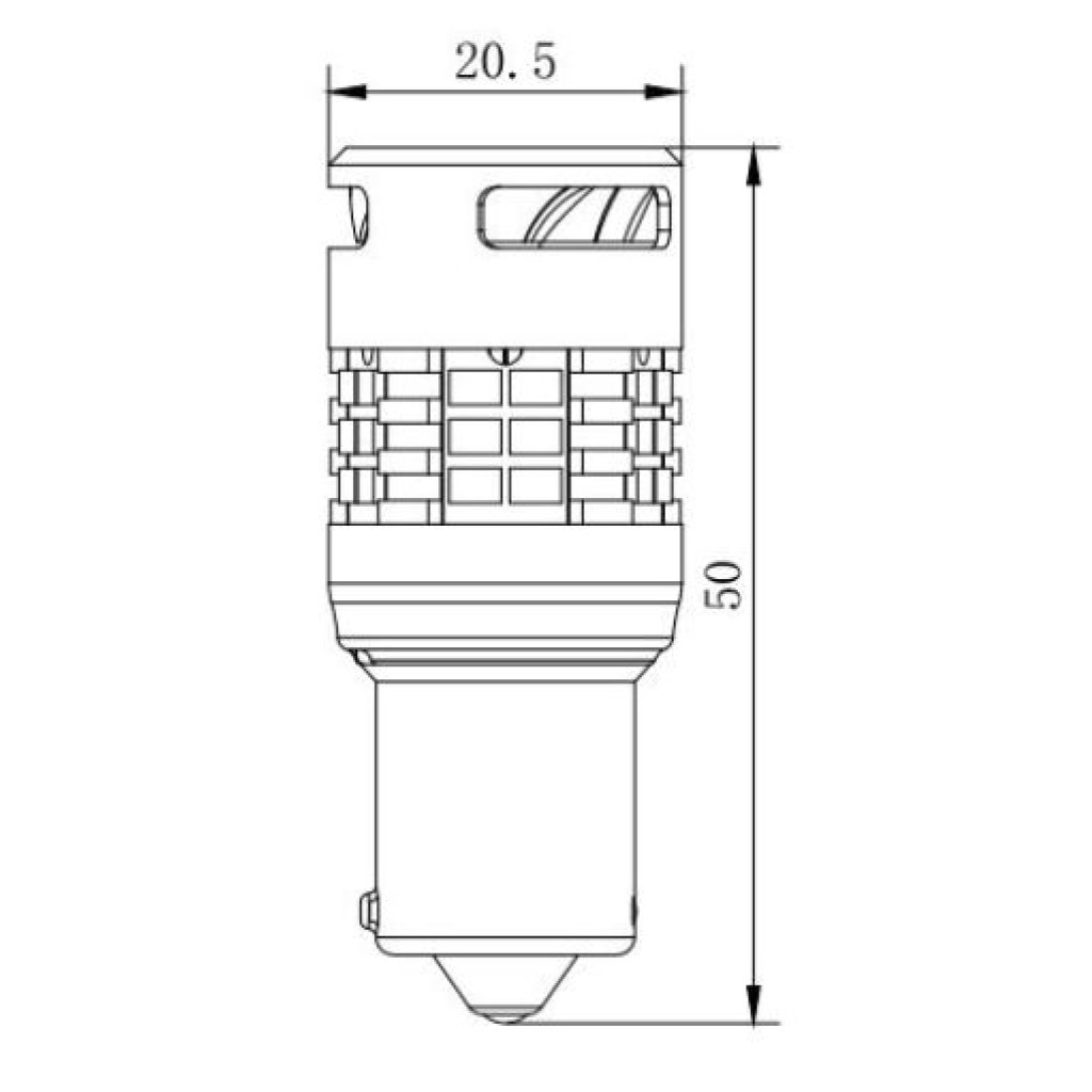 LED BAU15S oranžová, 12V, 30LED 3020SMD