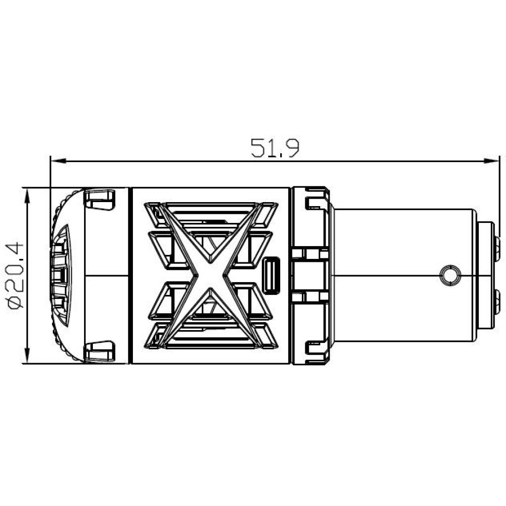 LED BAY15D červená, 12V, 23W CAN-BUS, 360°