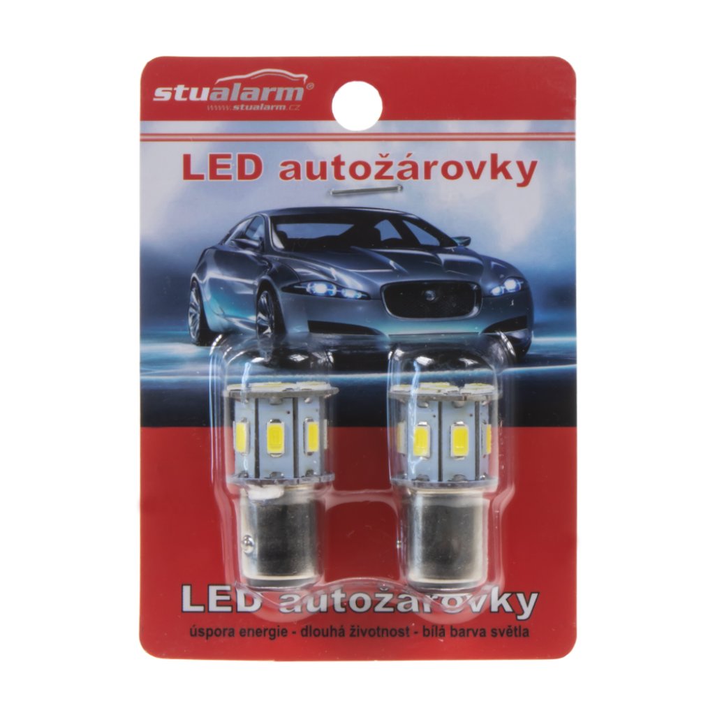 LED BAZ15d (dvouvlákno) bílá, 12V, 13LED/3SMD