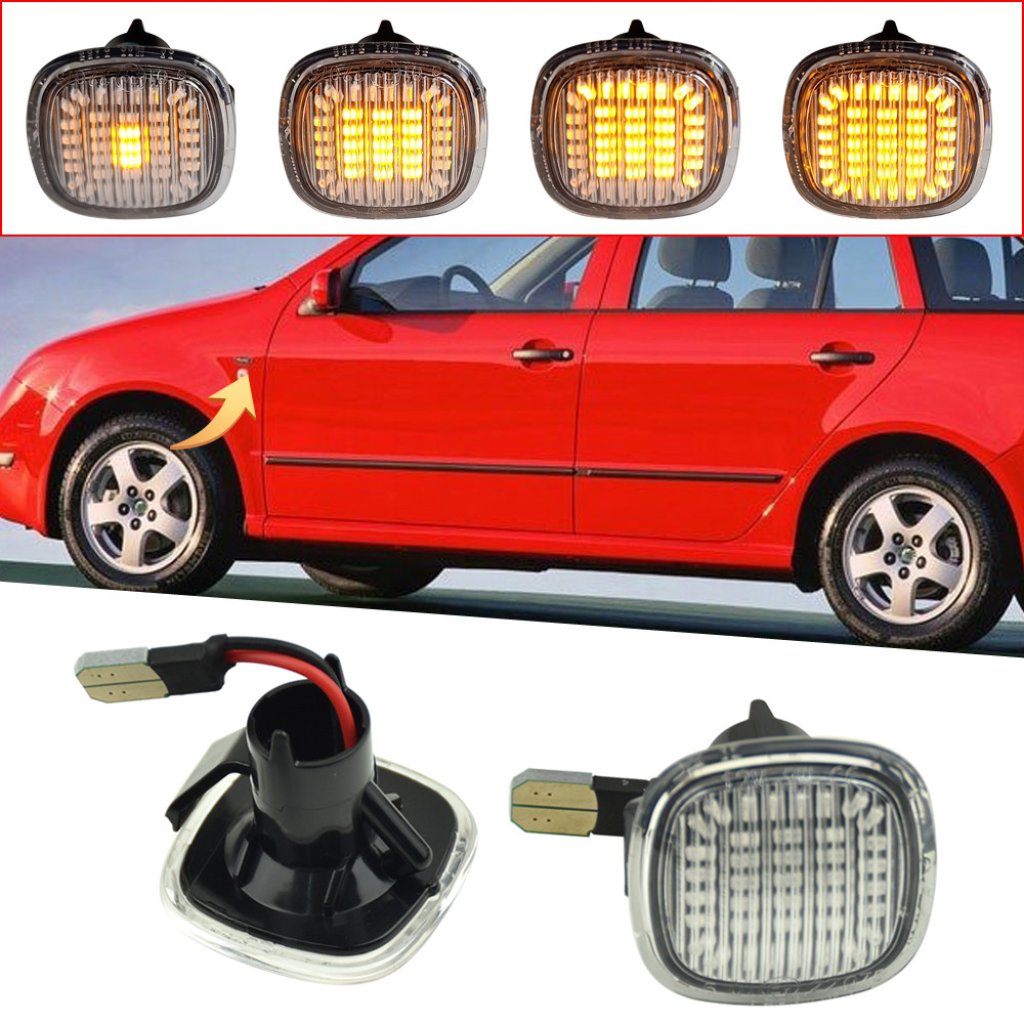 LED dynamické blinkry Škoda, Audi, Seat oranžové kouřové