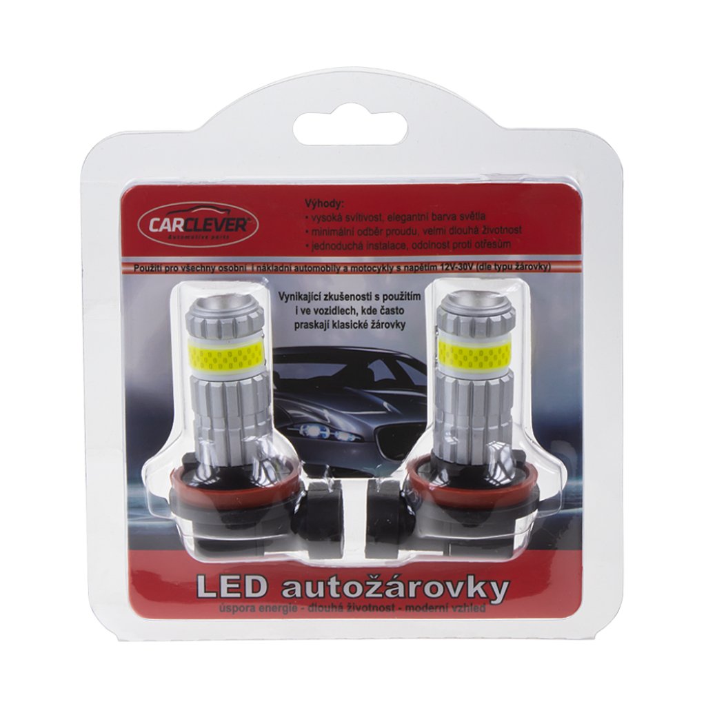 LED H11 bílá, COB 360⁰, 9-60V, 15W