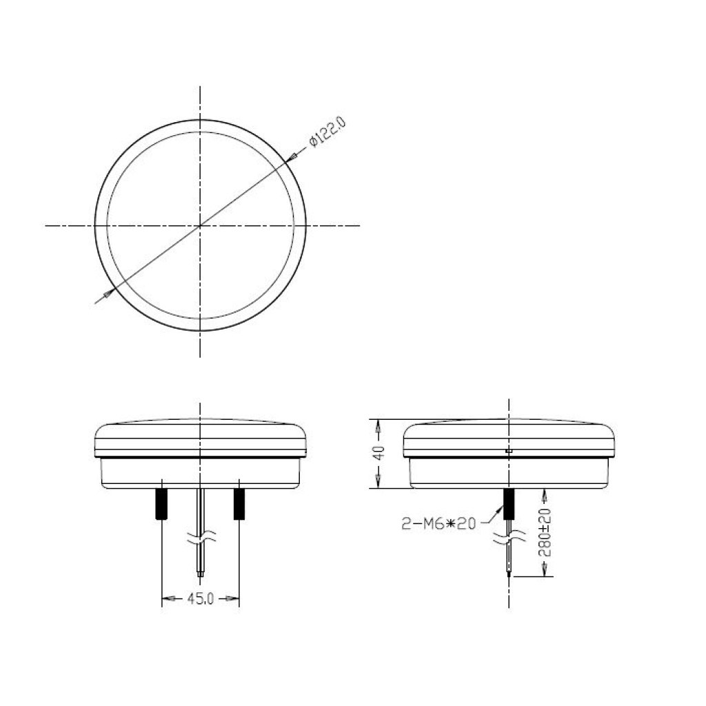 LED lampa zadní koncová/brzdová, 12-24V, ECE, ø122mm
