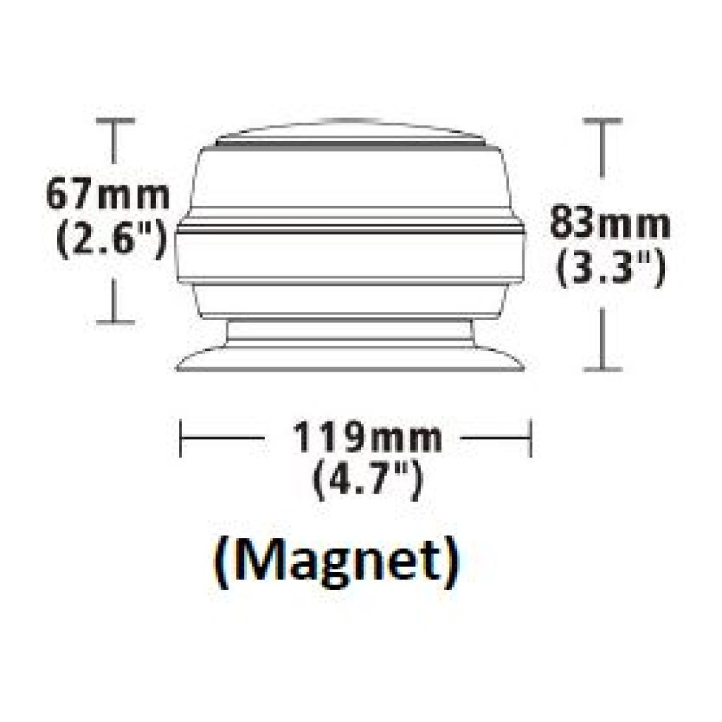 LED maják, 12-24V, 12x1W oranžový, magnet, ECE R65