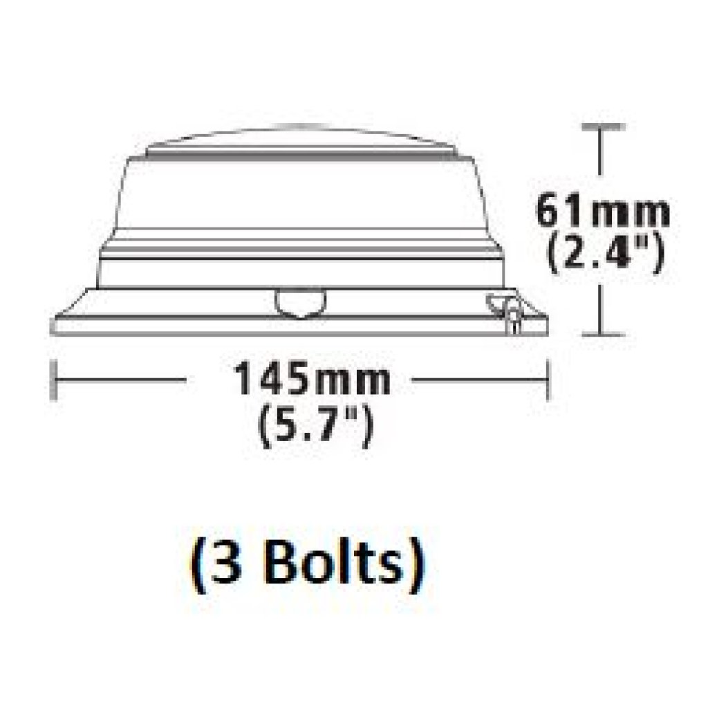 LED maják, 12-24V, 12x1W oranžový, pevná montáž, ECE R65