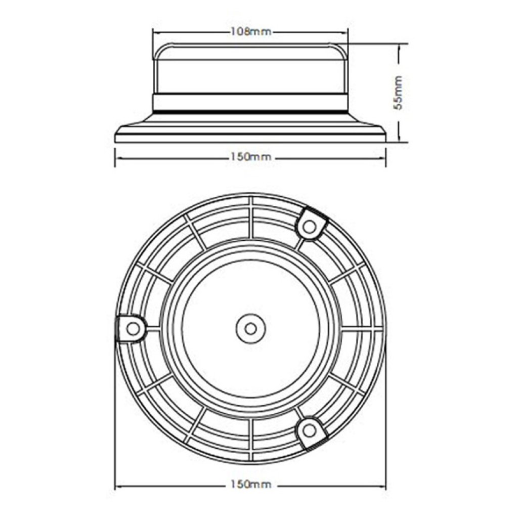 LED maják, 12-24V, 12x3W vícebarevný, magnet