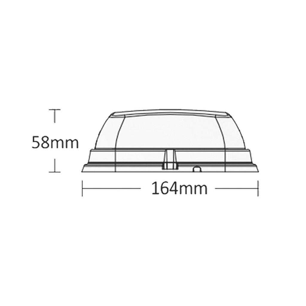 LED maják, 12-24V, 164 x 164mm, 64LED oranžový fix, ECE R10 R65