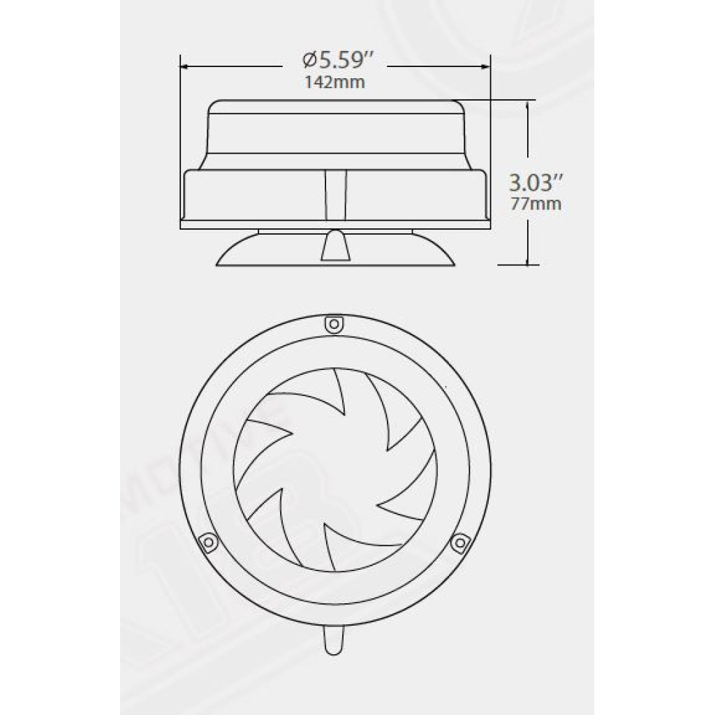 LED maják, 12-24V, 16x1W oranžový, magnet, ECE R65