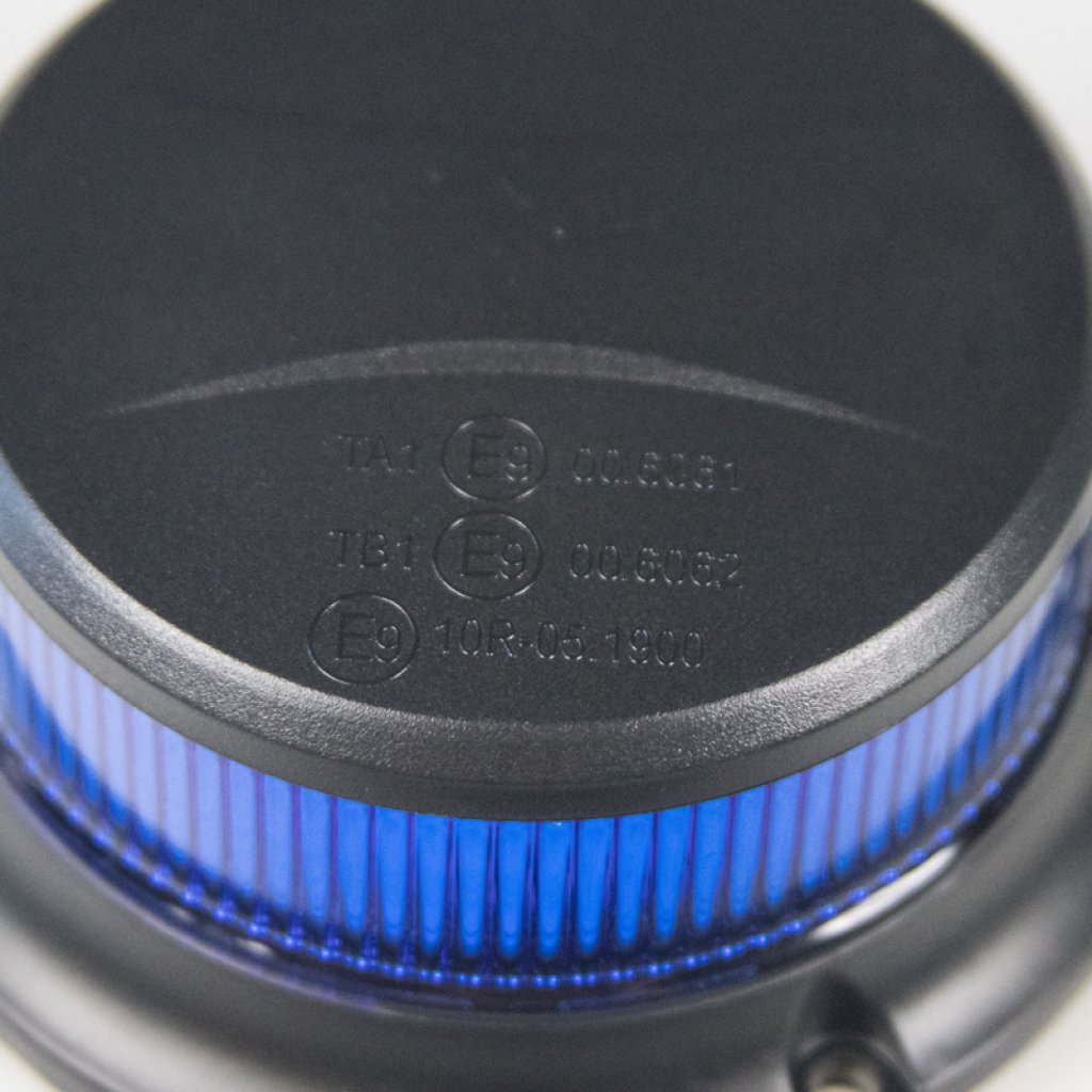 LED maják, 12-24V, 18x1W modrý, pevná montáž, ECE R65 R10
