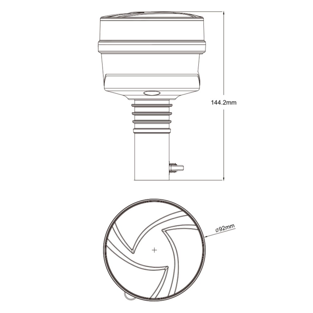 LED maják, 12-24V, 30x0,7W oranžový na držák, ECE R65 R10