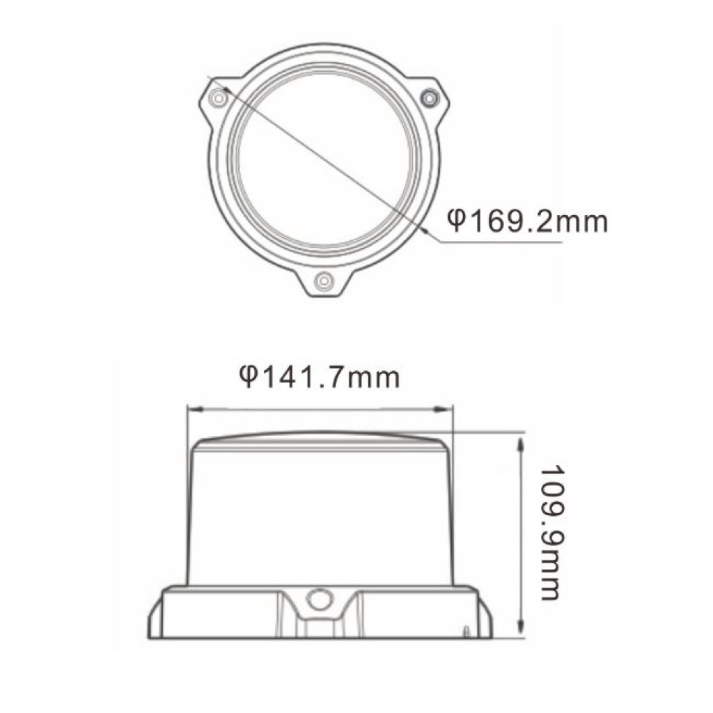 LED maják, 12-24V, 96x0,5W, oranžový, magnet, ECE R65 R10