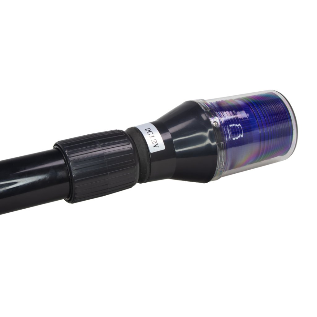 LED maják, 12V, 30LED modrý s teleskopickou tyčí na motocykl