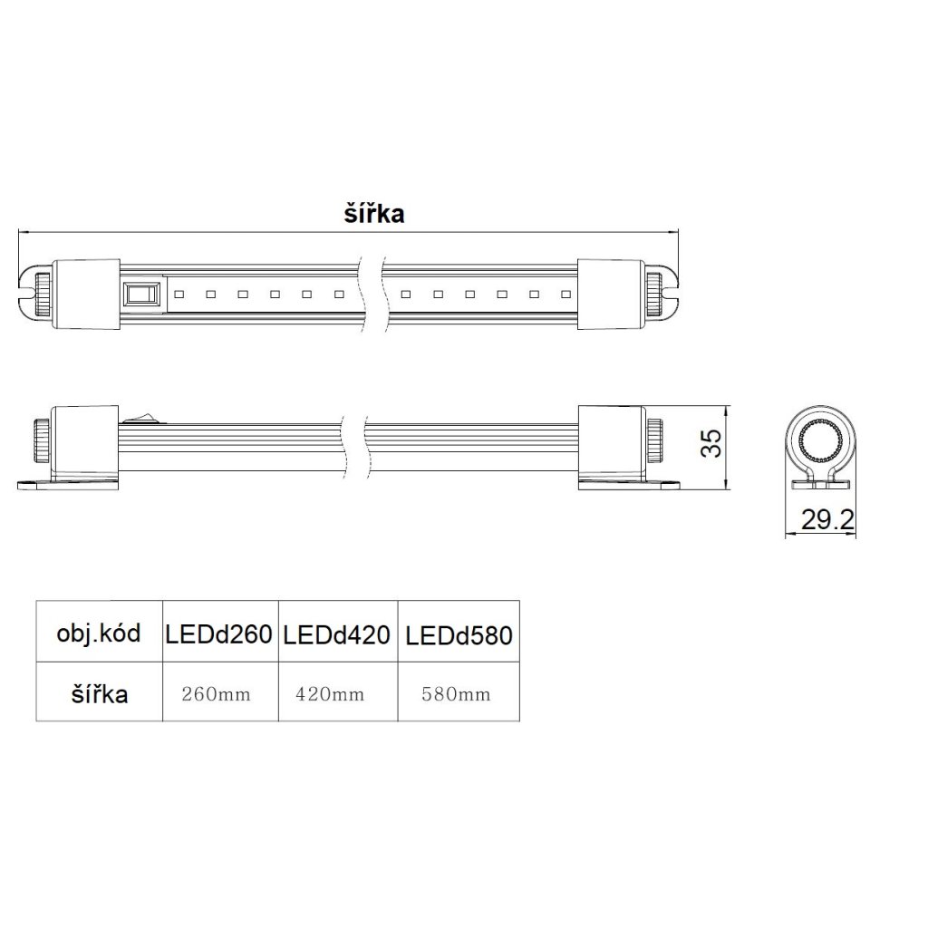 LED osvětlení interiéru,10-30V, 24LED, 420mm, ECE R10
