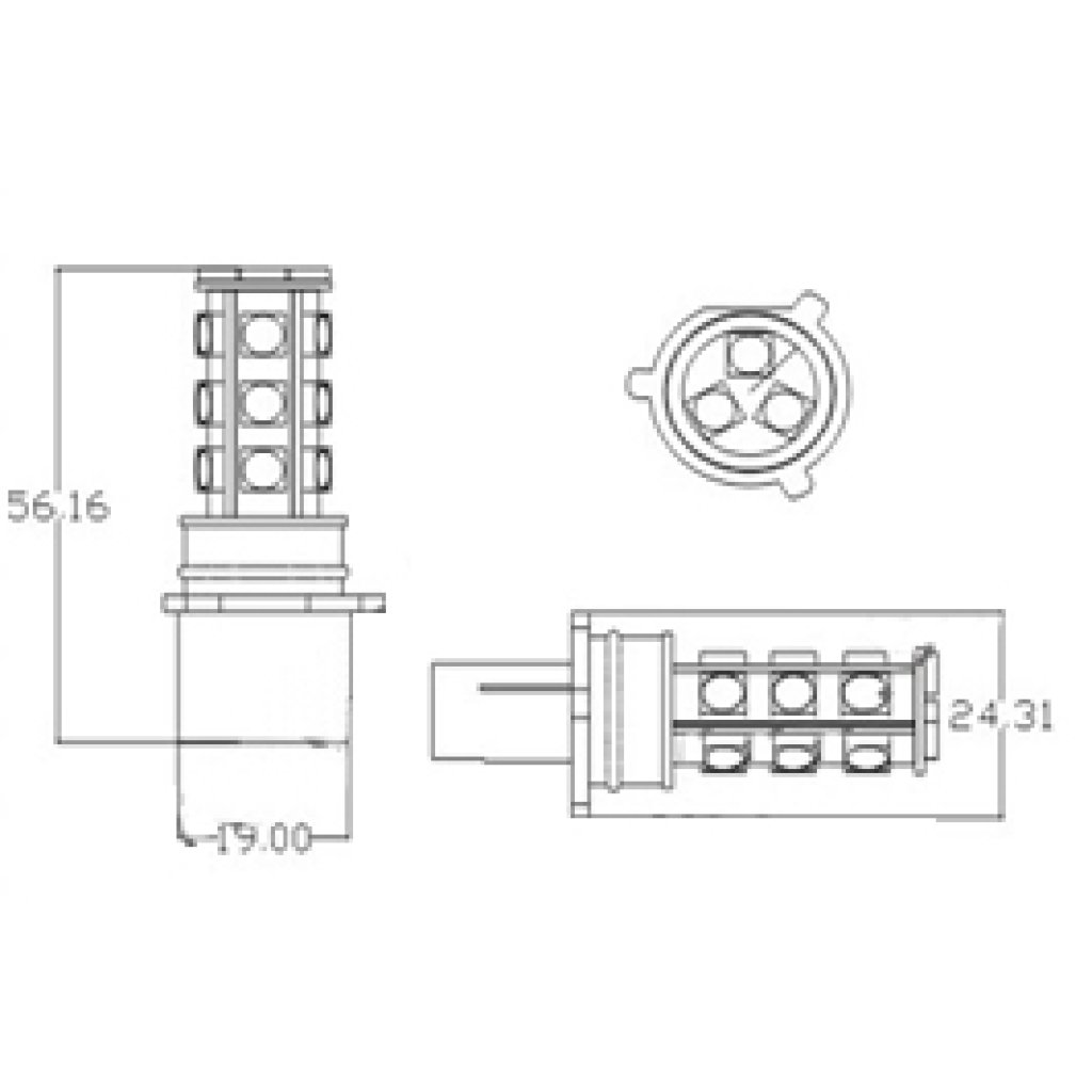 LED P13W bílá, 12V, 18LED/3SMD