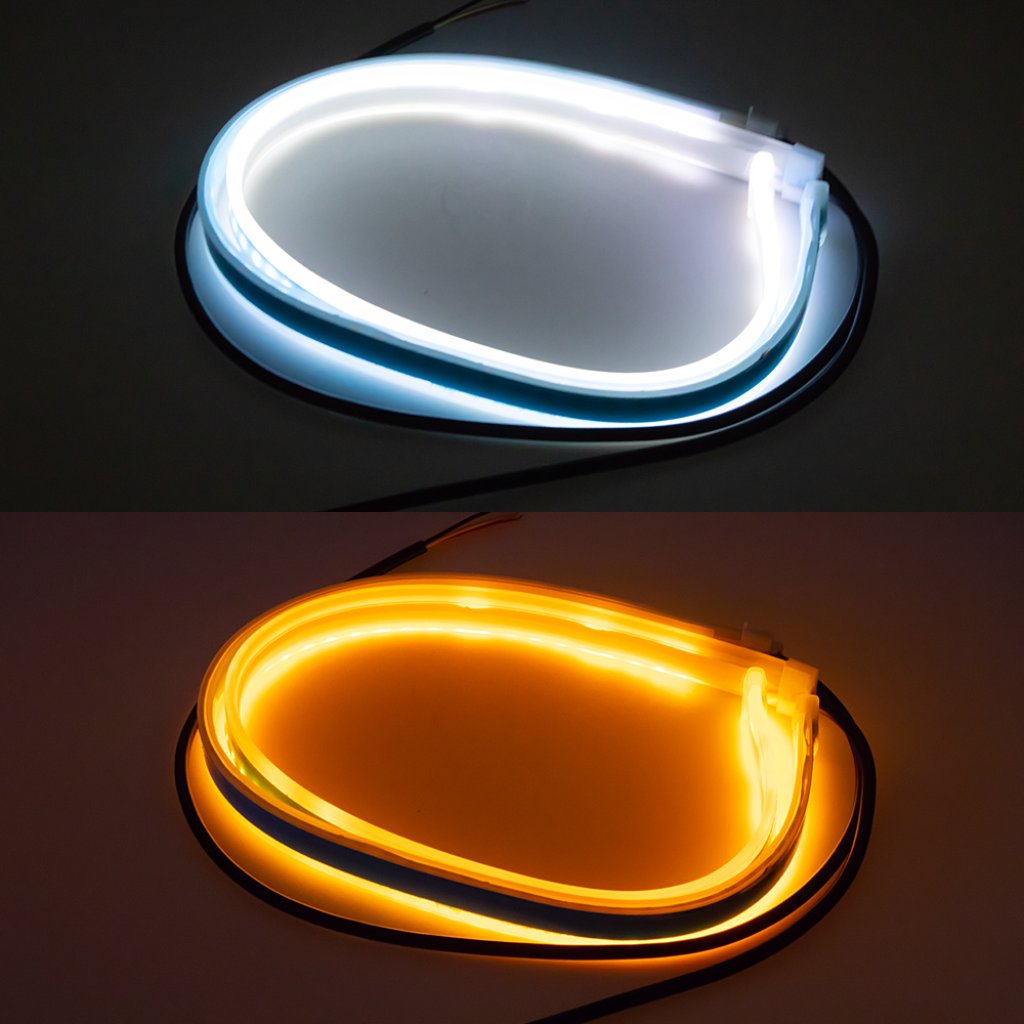 LED pásek, dynamické blinkry oranžová / poziční světla bílá, 45 cm