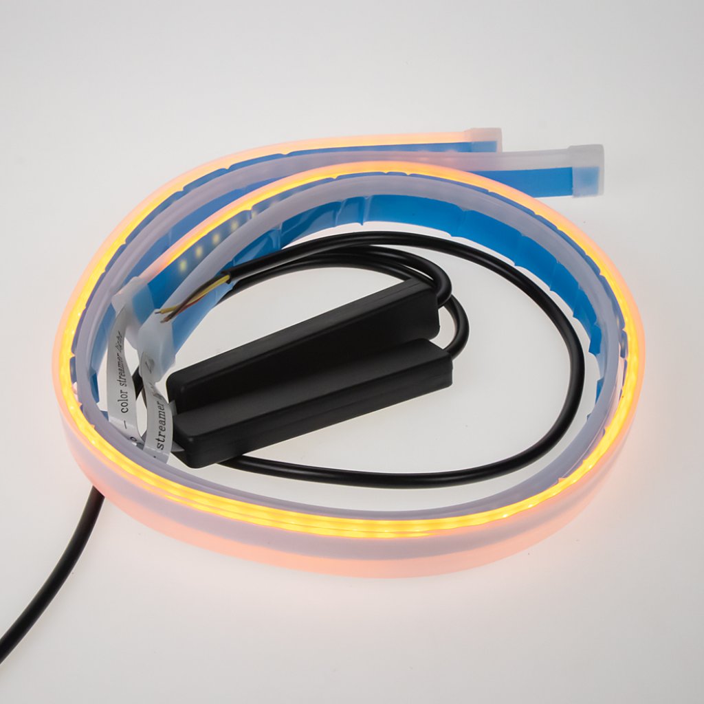 LED pásek, dynamické blinkry oranžová / poziční světla červená, 60 cm