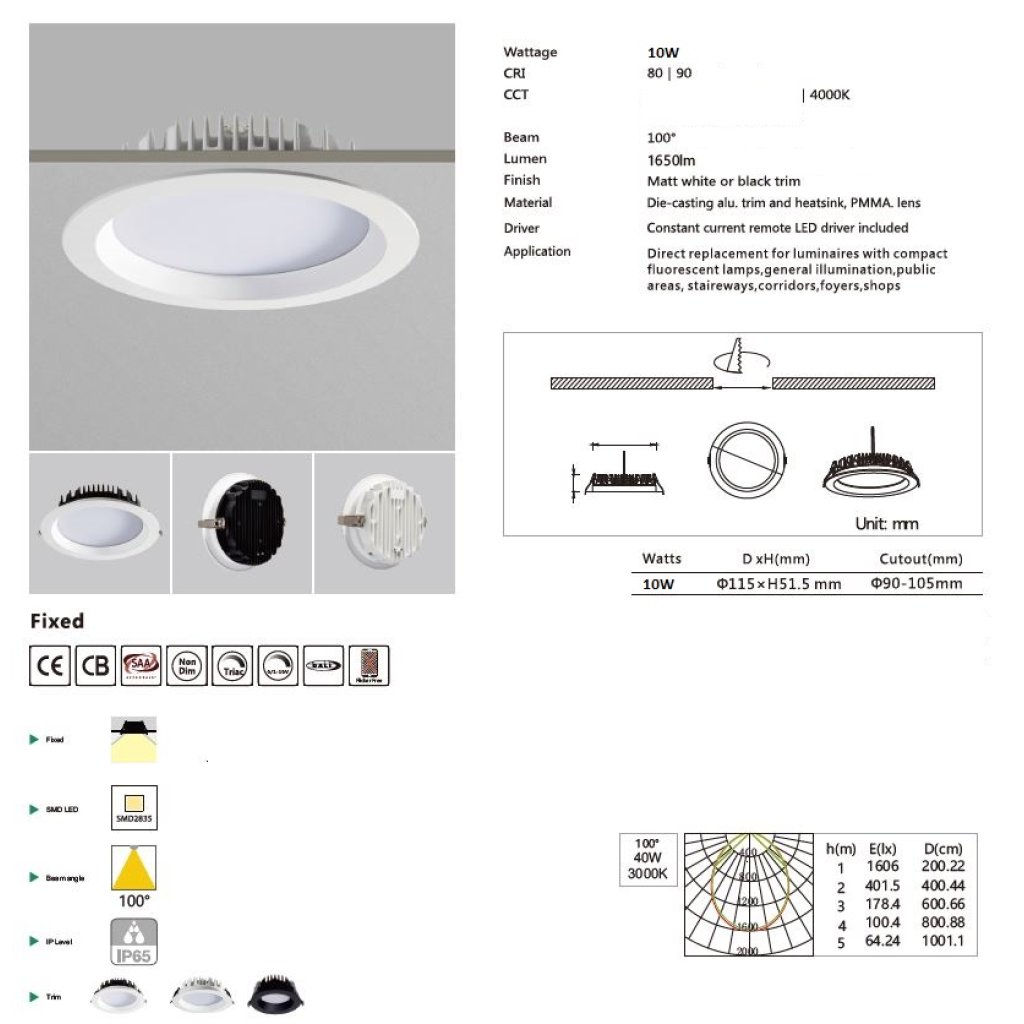 LED podhledové světlo 10W, ø115mm, 4000K