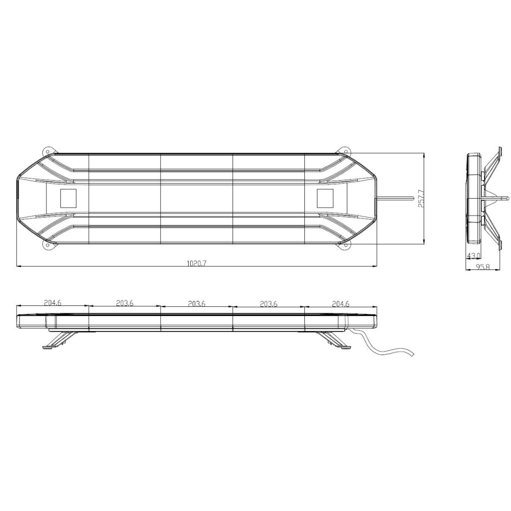 LED rampa 1021mm, oranžová, 12-24V, 198x1W LED, ECE R65