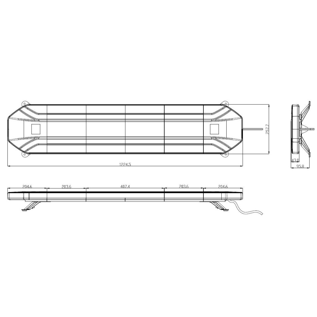 LED rampa 1224mm, oranžová, 12-24V, 234x1W LED, ECE R65