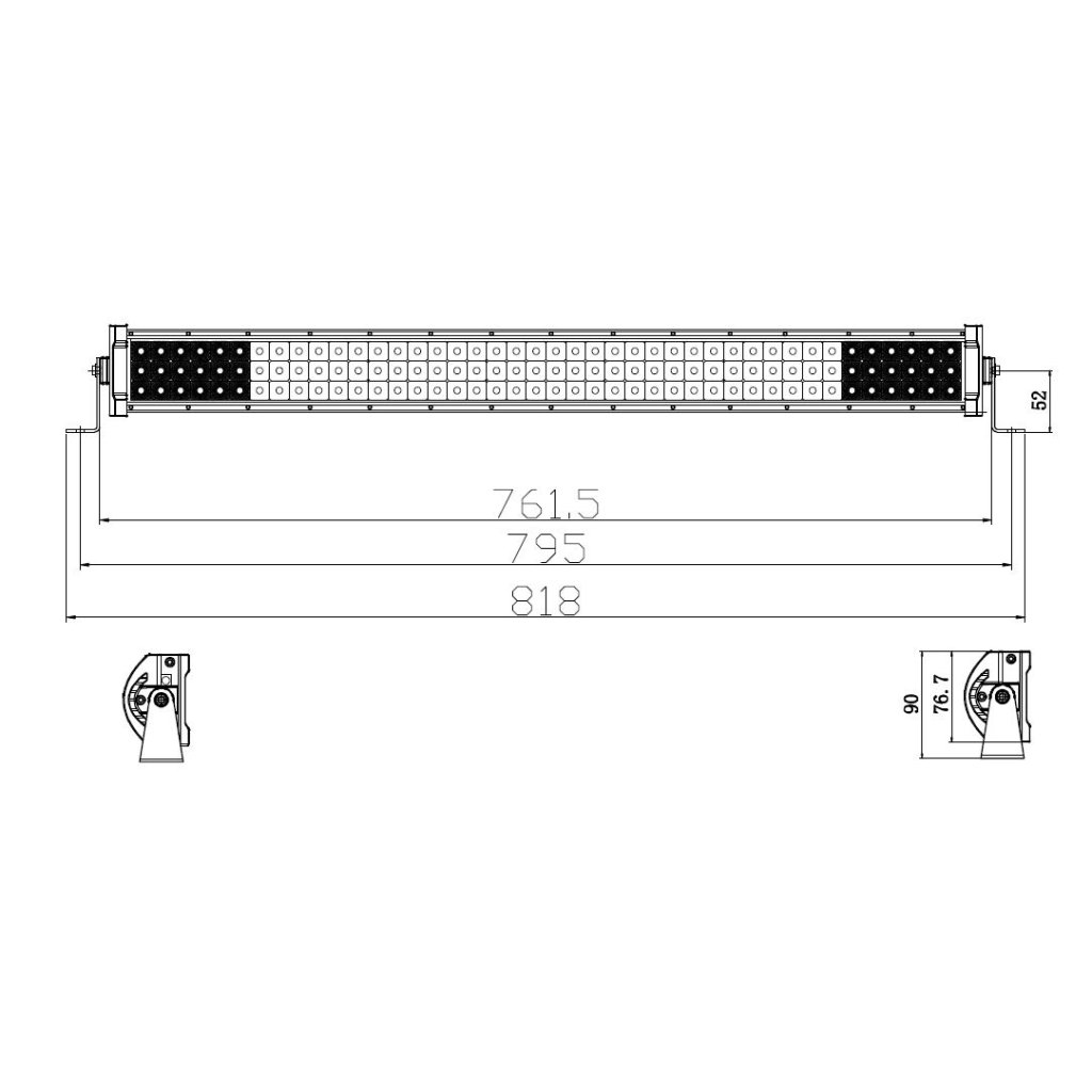 LED rampa, 126x3W, 761mm, ECE R10