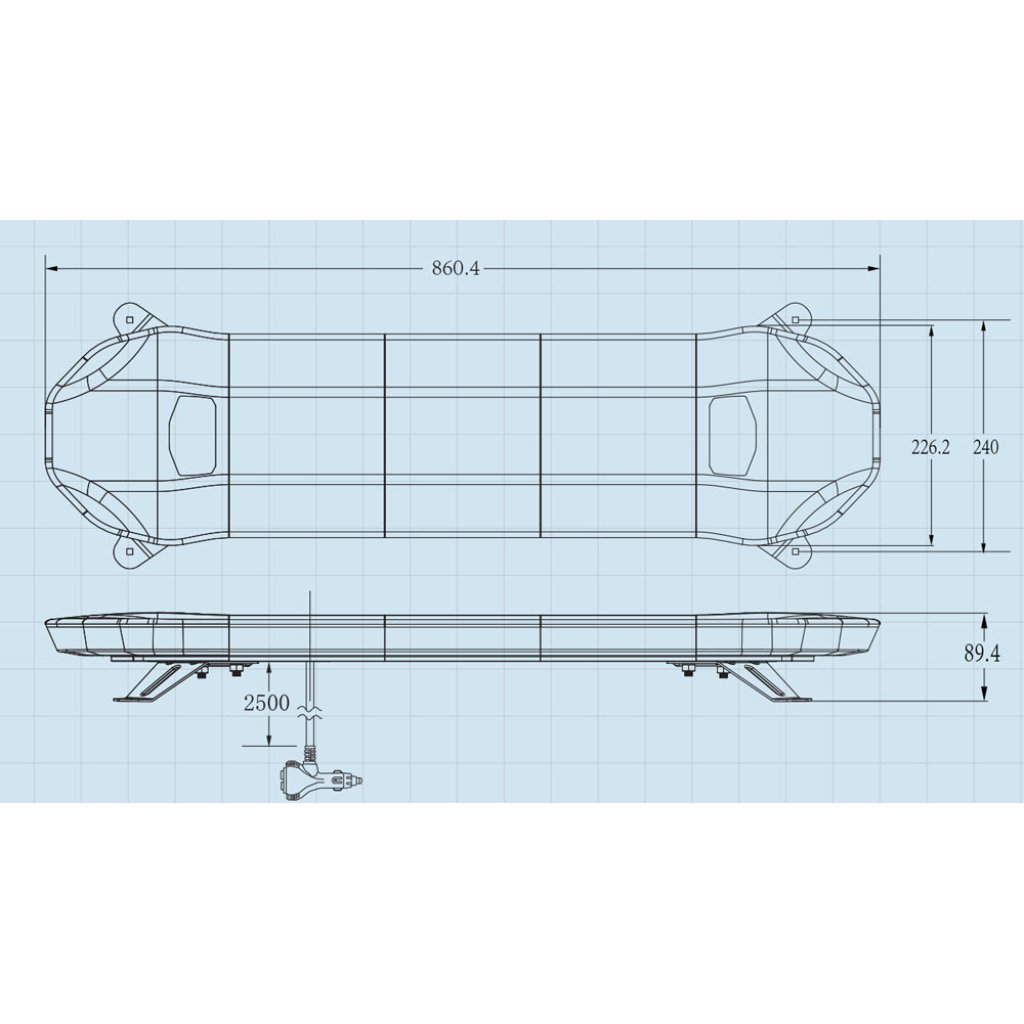 LED rampa 860mm, modrá, 12-24V