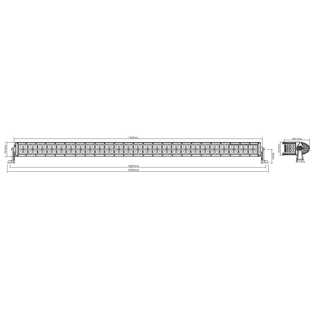 LED rampa prohnutá, 100x3W, 1325mm, ECE R10