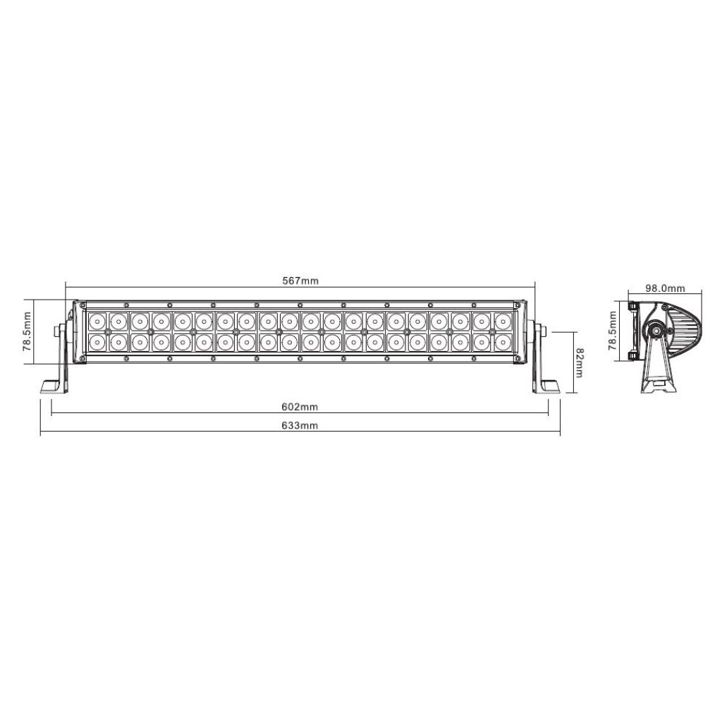 LED rampa prohnutá, 40x3W, 567mm, ECE R10