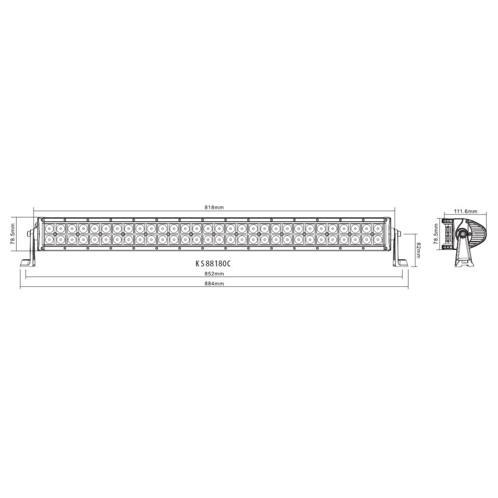 LED rampa prohnutá, 60x3W, 818mm, ECE R10