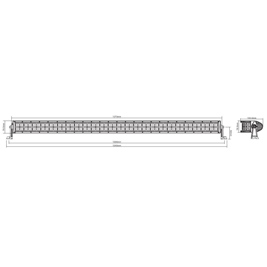 LED rampa prohnutá, 96x3W, 1273mm, ECE R10