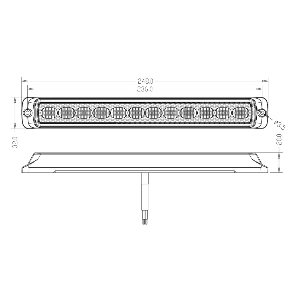 LED sdružená lampa zadní s výstražným oranžovým světlem, 12-24V, ECE R65