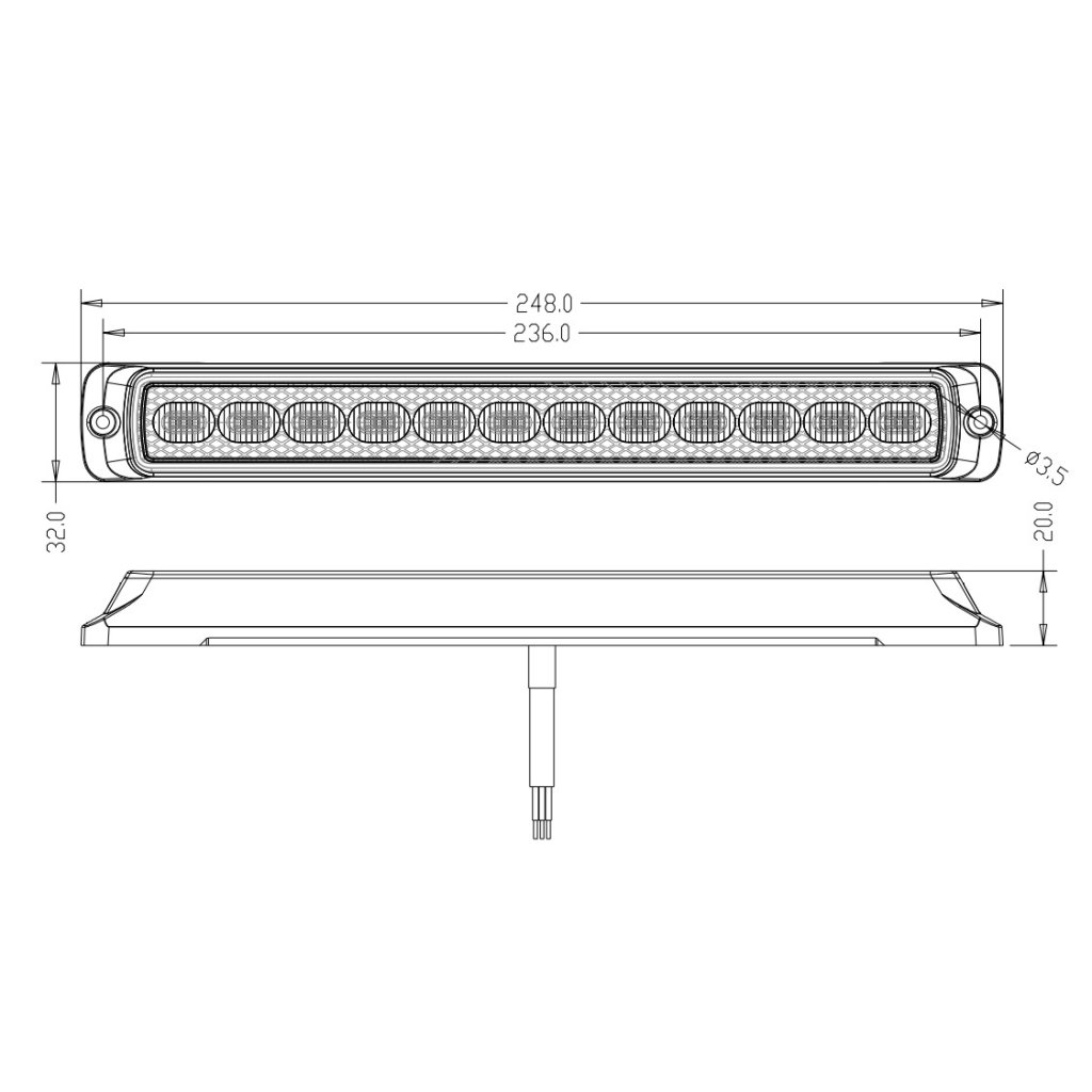 LED sdružená lampa zadní s výstražným oranžovým světlem, 12-24V, ECE R65