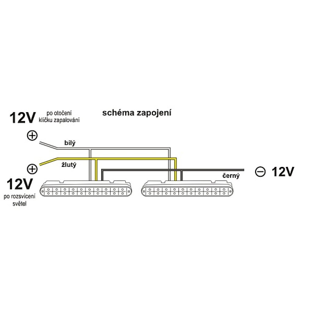 LED světla pro denní svícení, 182x24mm, ECE