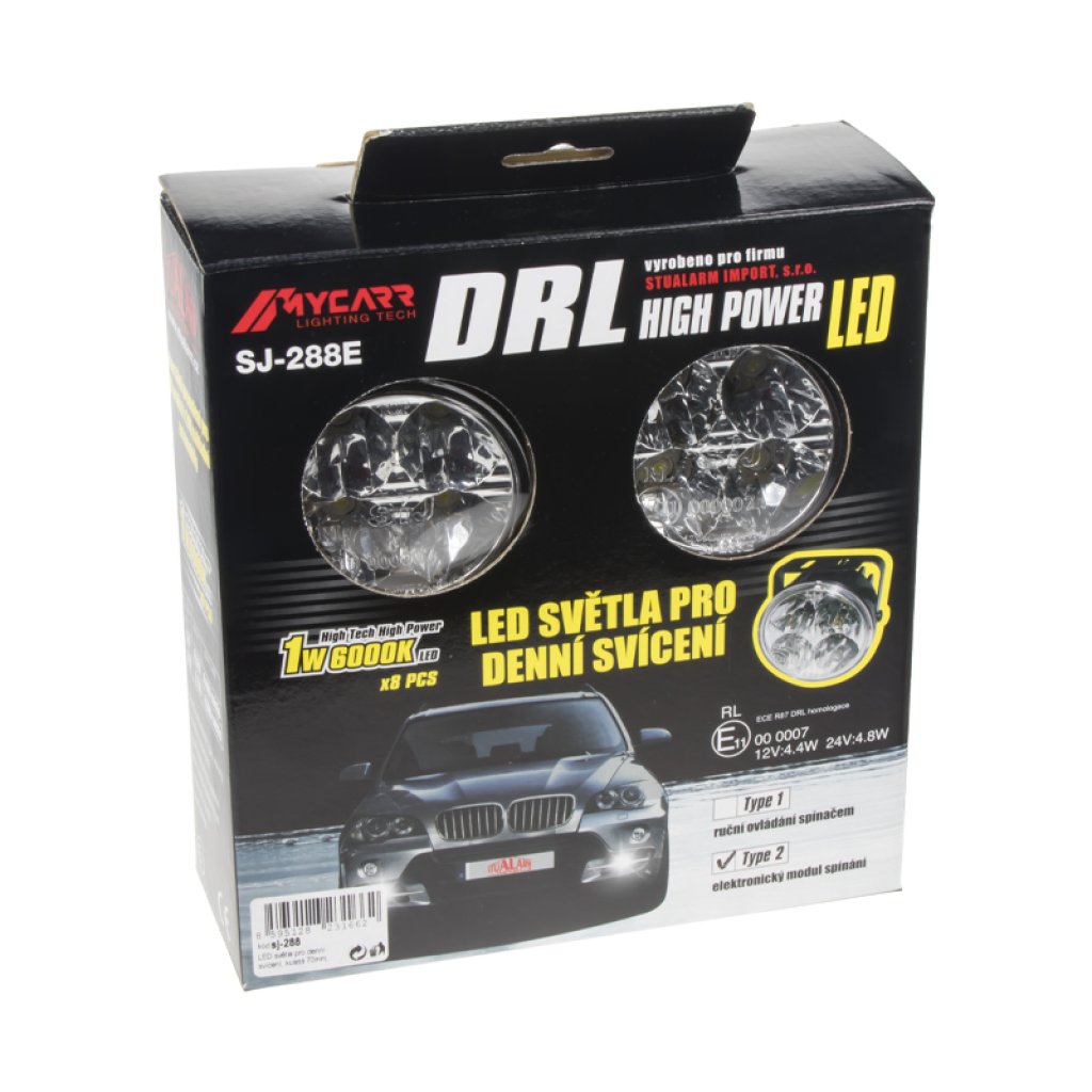 LED světla pro denní svícení, kulatá 70mm, ECE
