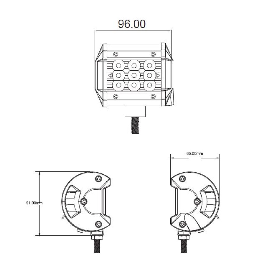 LED světlo, 9x3W, 96mm, ECE R10