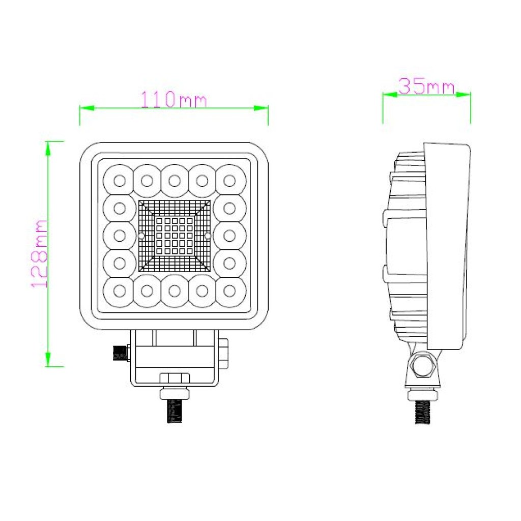LED světlo hranaté, 41x3W, ECE R10
