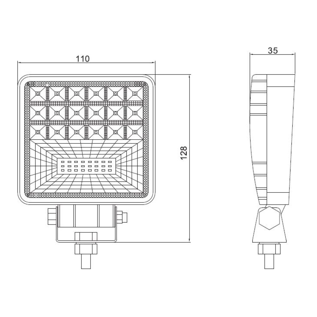 LED světlo hranaté, 42x3W, ECE R10